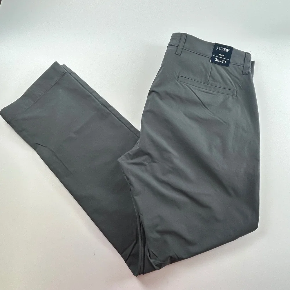 J.Crew Men's 32x30 Flex Tech Pants Slim Fit Gray Performance Chino NEW